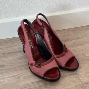 Vintage Slingback Cherry Red Peep Toe Heels